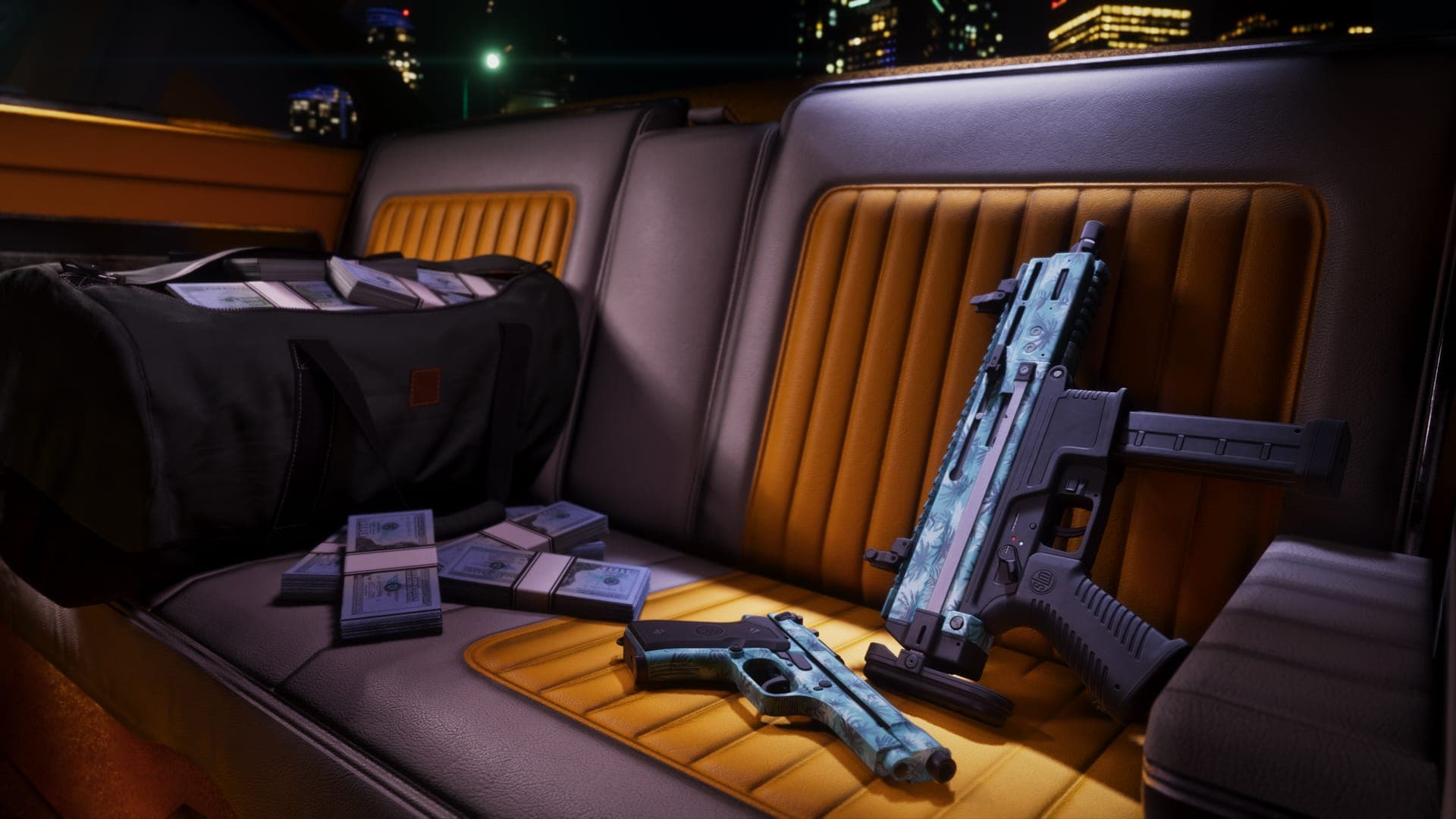 Vintage Vice City weapon pattern press image